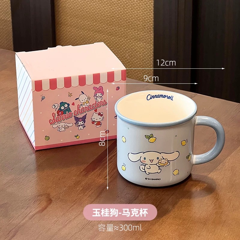머그컵 산리오 머그컵 쿠로미 정품 세라믹 컵 여성 가정용 아침 우유컵 만화 귀여운 물컵327 이미지 5
