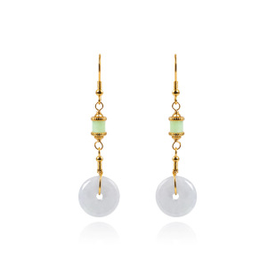 in stock wholesale S925 sterling silver hypoallergenic earrings female A goods jade safety buckle earrings female vintage earrings factory