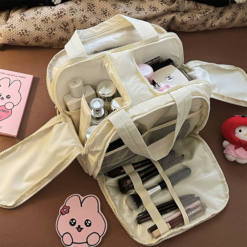 Cosmetic Bag for Women, Large Capacity, Portable Travel Toiletry Bag, Partitioned, Extra Large, Lightweight, Lazy Bag