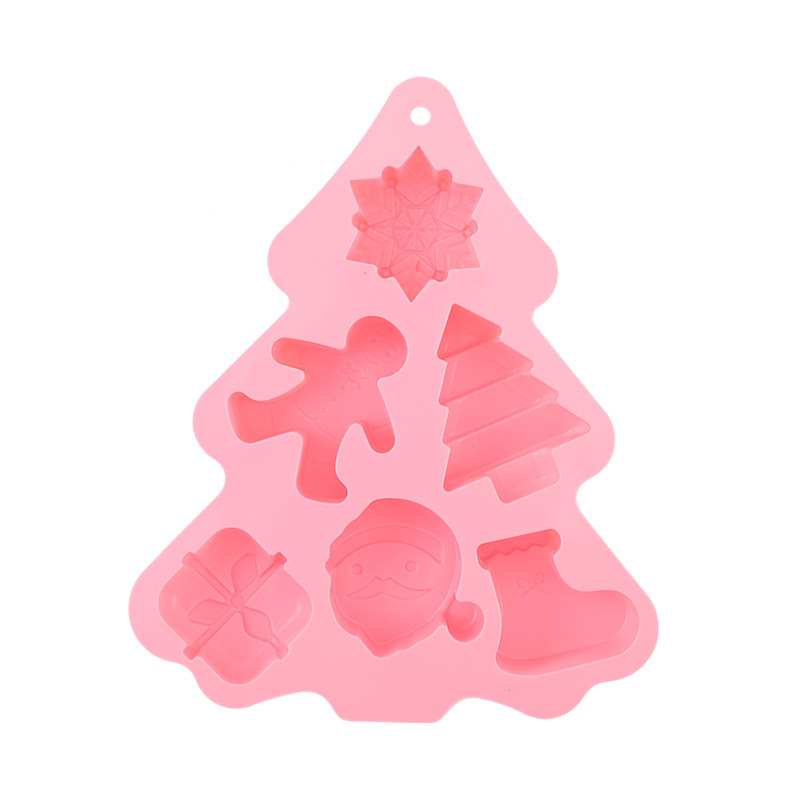 Christmas tree cake mold creative 6-hole silicone cake mold kitchen baking utensils DIY chocolate cake mold