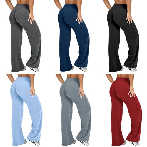 Women's Cross-border Amazon Straight Leg Yoga Pants No Embarrassing Line High-Waist Bell Bottom Pants Loose Outerwear Outdoor Sports Long Pants