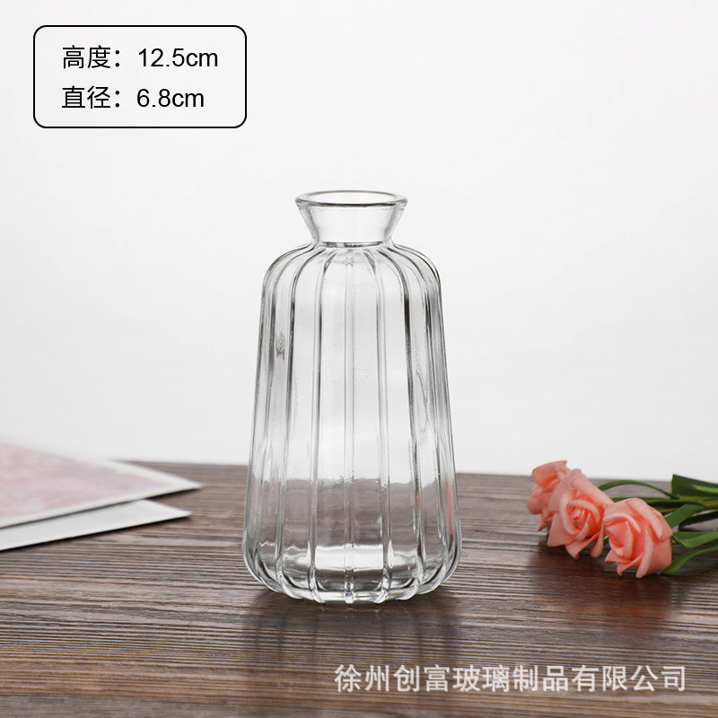 Luz de lujo simple retro mini jarrón de vidrio en vidrio de viento pequeño jarrón de flores flores flores secas flores decoración de oficina