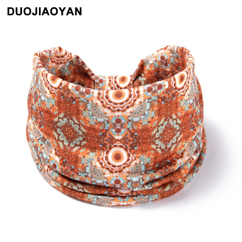 Otoño e Invierno nueva diadema de moda para mujer con estampado bohemio nudo ancho borde elástico pañuelo para la cabeza accesorios para el cabello_voghion.com