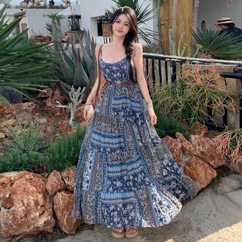 Embroidered Bohemian For Women, New Summer Strap Dress, Slimming And Lazy Design, Ethnic Style Long Dress_ecoleips.com