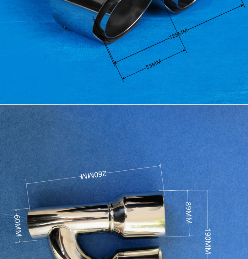 Stainless Steel Titanium-Plated Black Dual Exhaust Tailpipe Car Modification Exhaust Pipe Silencer Manufacturer Wholesale in Stock