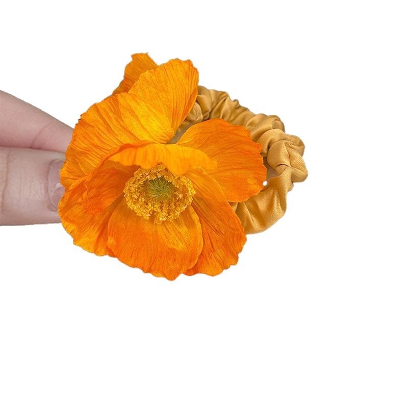 Nuevo Yu belleza flores intestino anillo de pelo tela de simulación de alta sensación bola de pelo adornos de cabello huevo flor cuerda de cabello mujer