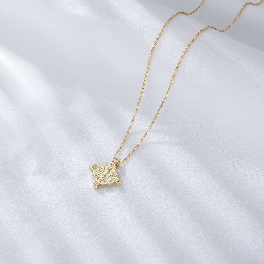 S925 plata de ley retro chapado en oro collar de monedas de marca redonda Europa y América moneda ins cadena de clavícula collar de moneda de oro