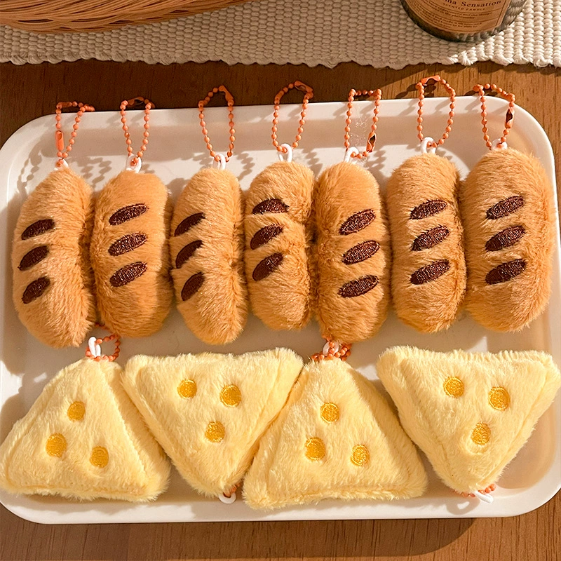 Мягкие брелоки-багет и сыр на сумку подарок