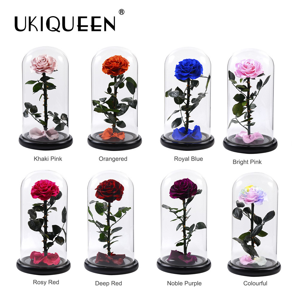 Transfronterizos flores de inmortalidad rosa pequeño príncipe cubierta de vidrio productos terminados regalos de día de San Valentín flores de inmortalidad decoración alta al por mayor