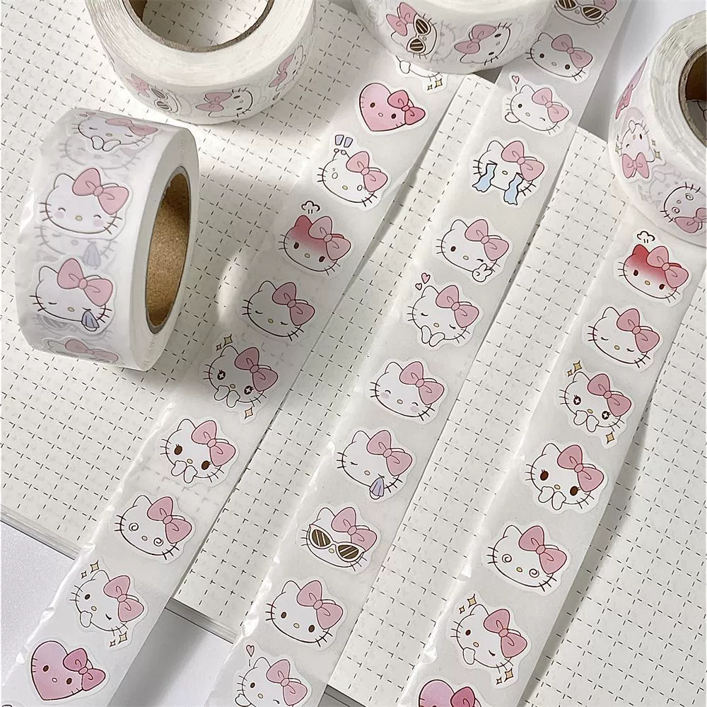Sticker Roll (Hello Kitty) 1.9 cm width, pattern 1.6 cm, 6.6 m cute fuchsia designs