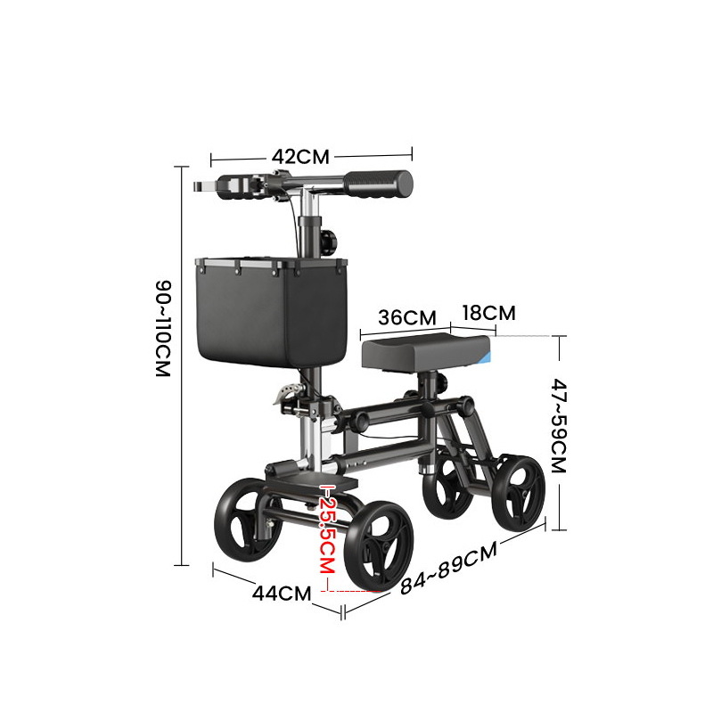 Andador con ruedas, andador de una sola rueda para fracturas, dispositivo de asistencia para lesiones de tobillo y pierna en jóvenes con freno, andador médico para rodilla. image 10