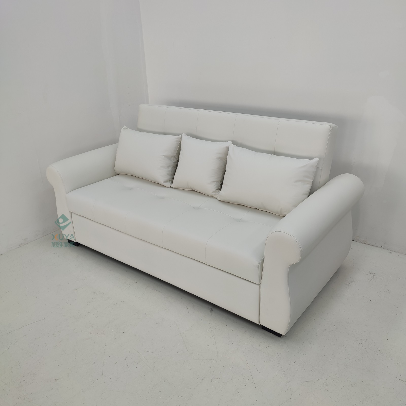 Art de cuero multifuncional blanco moderno simple sofá cama plegable sala de estar dormitorio 1 apartamento pequeño peine de casa