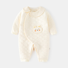 Baby warm all-in-one suit for boys and girls, autumn and winter, boneless pinafore, newborn with snap fasteners, door-crawling suit, sleepwear