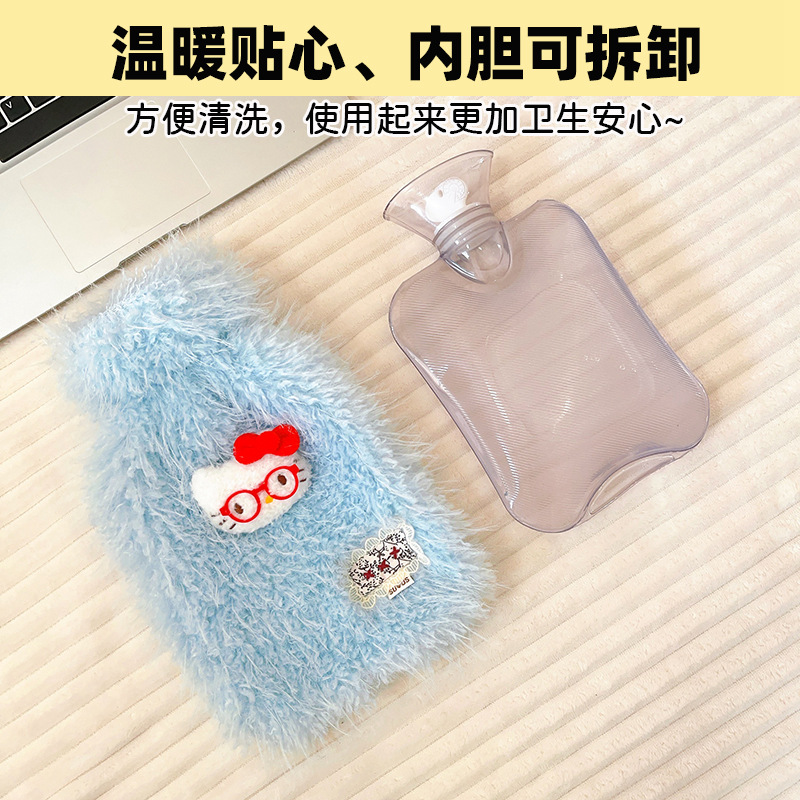 Cartoon lindo bolsas de agua caliente de peluche de invierno para mujeres más bolsas de mano calientes de peluche inyección de agua caliente abdomen caliente bolsa de agua caliente