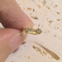 铜镀18k金微锆瓜子扣 天然石玉器高级感夹扣 DIY饰品配件扣头环保