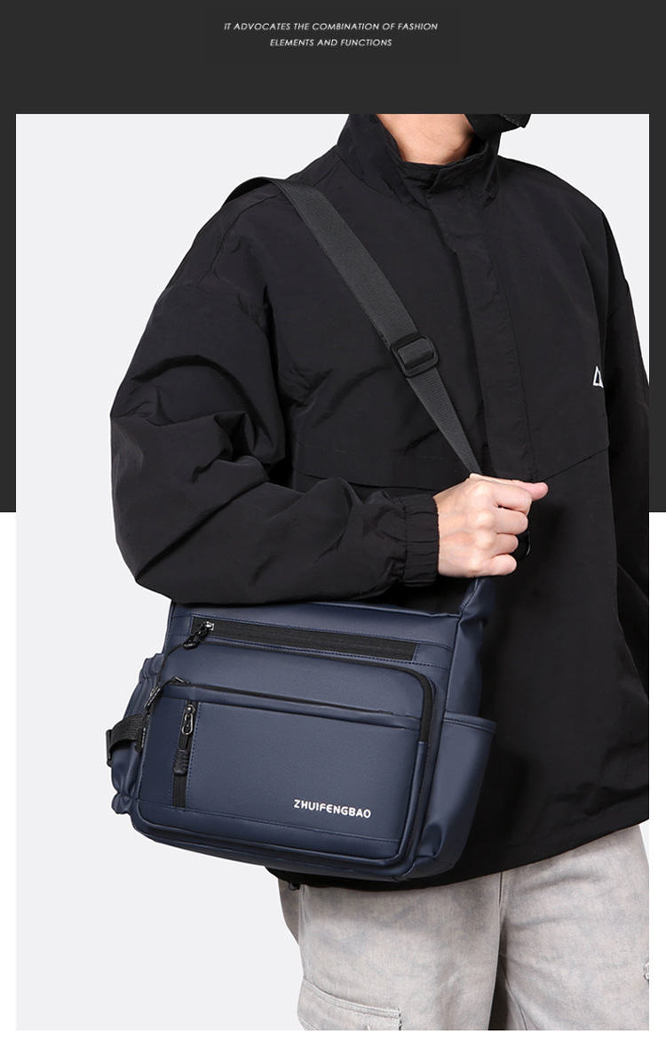 Cross-border men's single-shoulder bag, multi-layer large-capacity crossbody bag, fashionable and lightweight motorcycle bag, travel water-resistant small backpack undefined