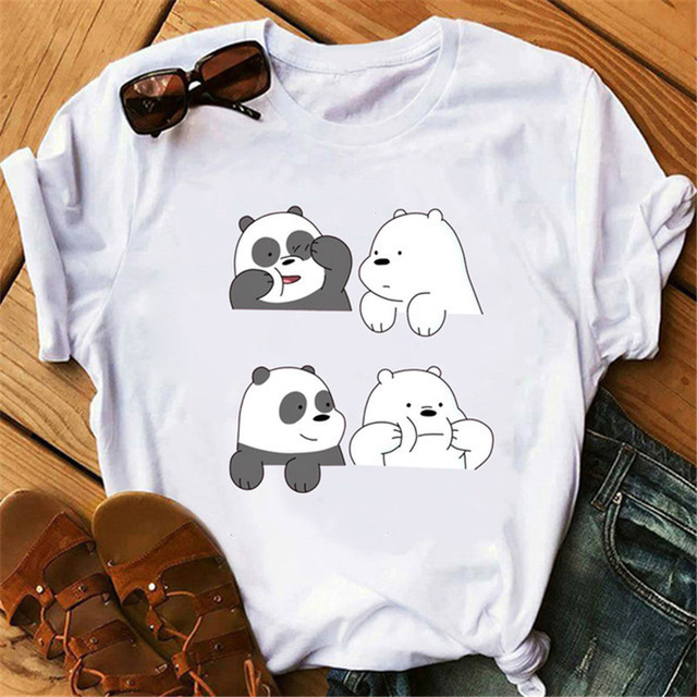B6 2024 Three Bears Printed T-shirt for Female Students Loose and Slim Girl Women's Trendy Large_voghion.com
