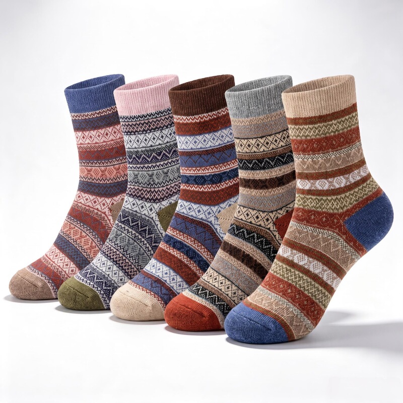 Amazon Cross-border Special for Winter Curry Color Striped Rabbit Wool Socks Thickened Warm Ethnic Socks Amazon Cross-border Special for Winter Curry Color Striped Rabbit Wool Socks Thickened Warm Ethnic Socks