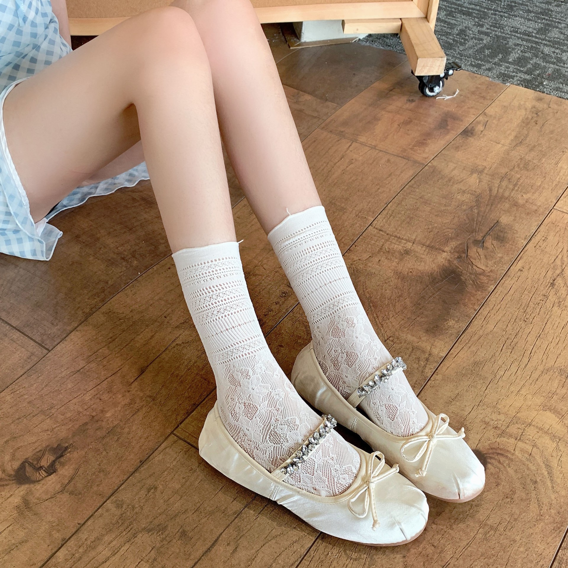 Summer Japanese lace thin knee socks