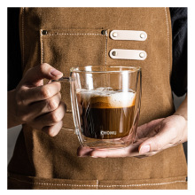 双层隔热大容量玻璃咖啡杯耐高温水杯子马克杯女生透明茶杯带把手