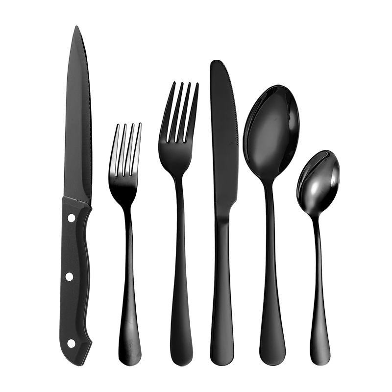 Amazon vajilla de acero inoxidable 24/48/60 traje 1010 cuchillo de carne cuchillo de comida occidental tenedor cuchara de postre cuchara tenedor traje