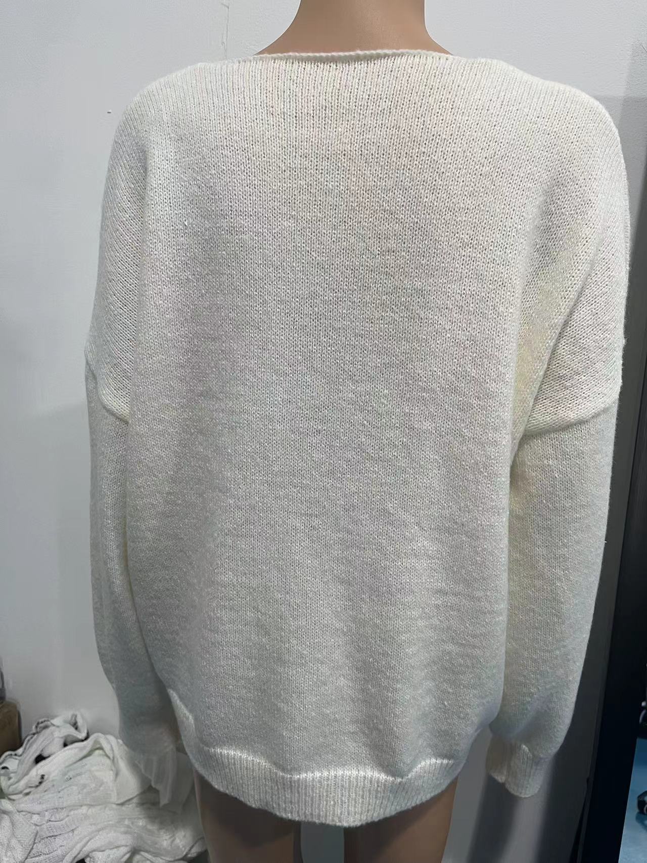 491g Weight Long Sleeve Sleeve Length Tie Placket Type Polyester Fabric Type Regular Top Length Cardigan, Sweater Tops Type Daily Occasion U Neck Neckline Loose Fit Type Solid Color Pattern Spring, Autumn Season Women's Gender Casual, Elegant Style Wholesale Women's Casual Elegant Solid Color Long Sleeve Sweaters & Cardigans 16