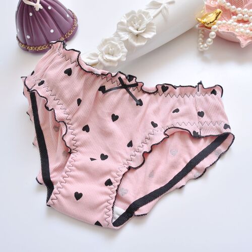 Japanese style small fresh pure cotton colored cotton pit strip cotton lotus leaf princess student triangle girl cute ladies underwear