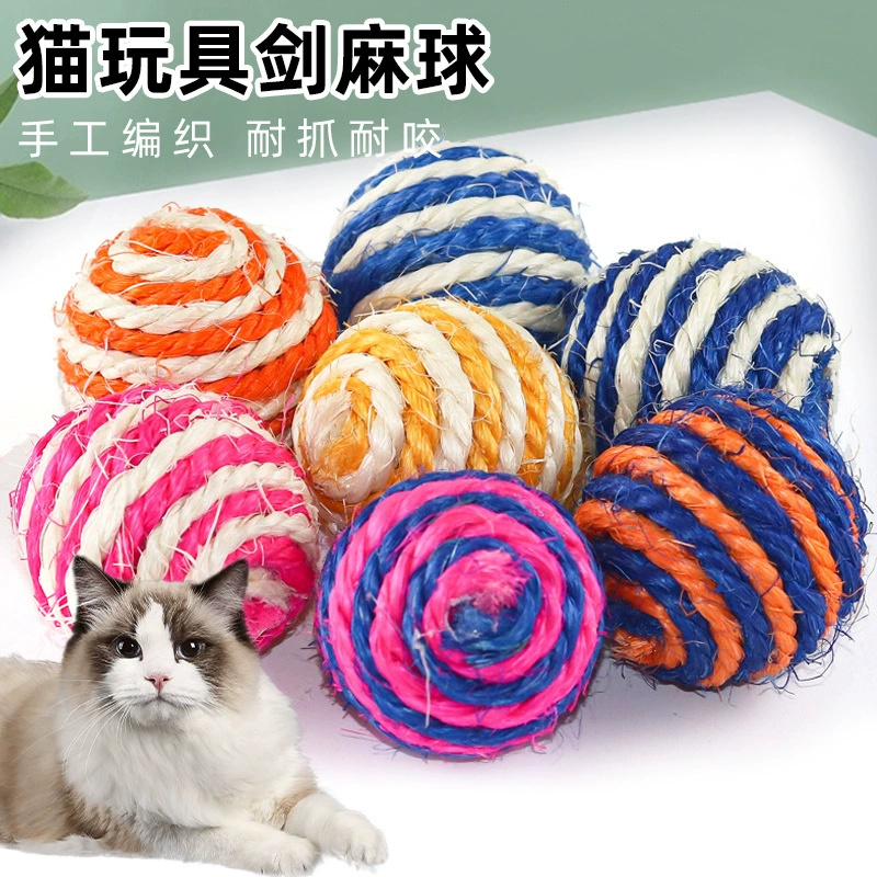 Производители сизалевых мячей оптом от Hi, чтобы облегчить скуку, игрушки для домашних животных дразнить кошачий укус стойкие коренные зубы кошачий царапина мяч звук игрушки для кошек
