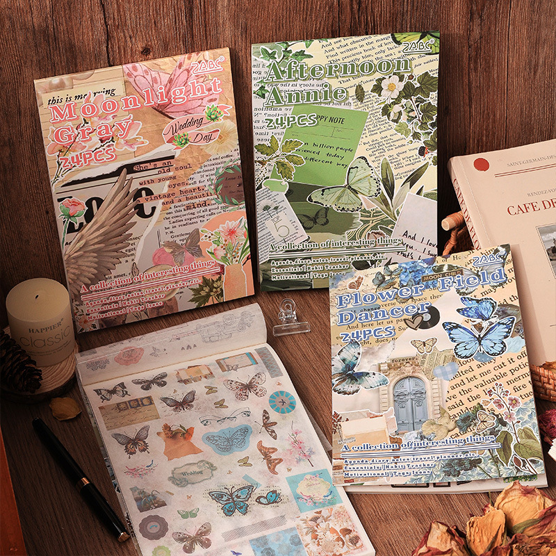 Colección de diversión Serie Este libro de pegatinas retro creativo Diy material de decoración de cuentas a mano Collage Escenografía Etiqueta engomada de cuentas a mano