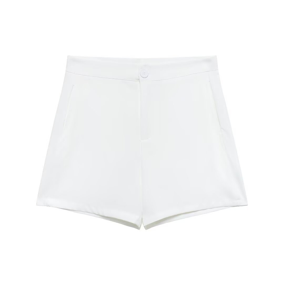 Comercio exterior transfronterizo2024 Europa y los Estados Unidos nuevo cuello en V sin mangas hebilla de una sola fila bifurcación delgada chaleco chaleco pantalones cortos set mujeres