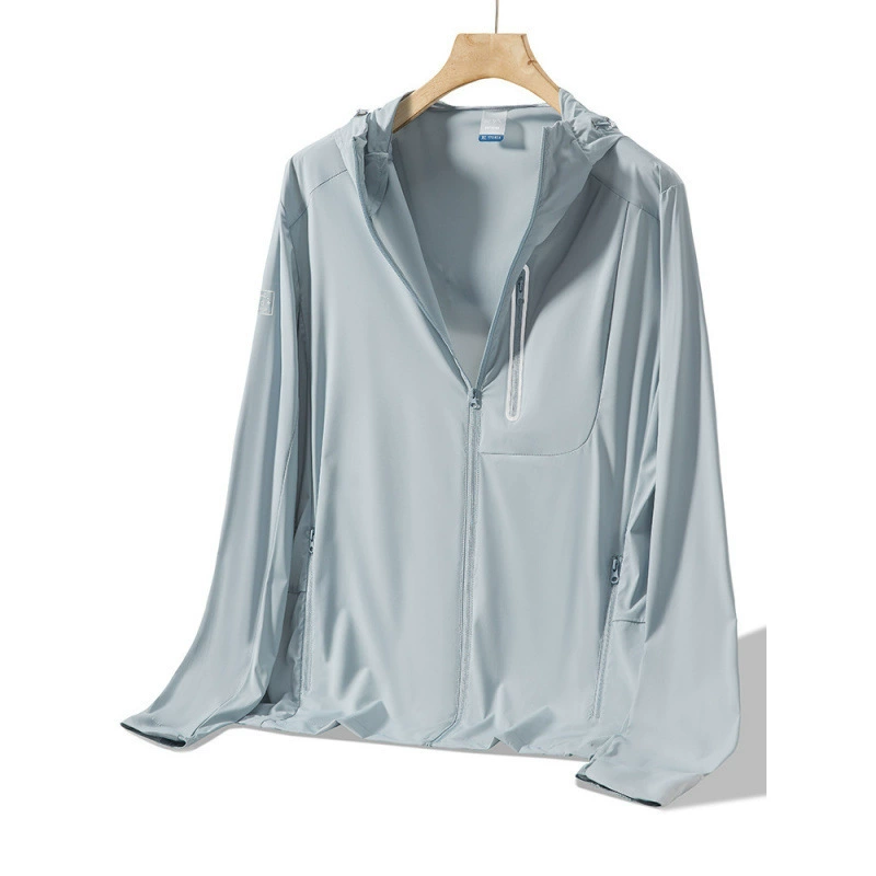 2024新款夏季冰感防紫外线防晒服 透气冰丝连帽大码防晒衣男批发