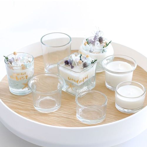 Glass candle holder Korean creative aromatherapy candle glass cup Nordic simple wax frosted cup jelly wax empty cup
