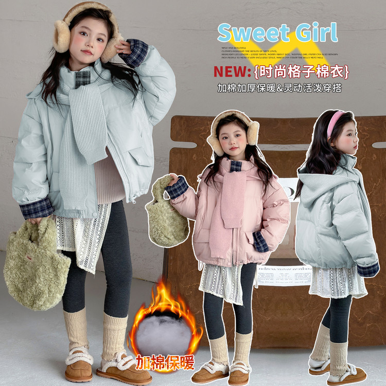 2025 New Style Girls' Winter Cotton-padded Jacket, Stylish Thick Cotton-padded Coat for Big Girls, Winter Shawl Coat, Trendy Cotton-padded Clothing