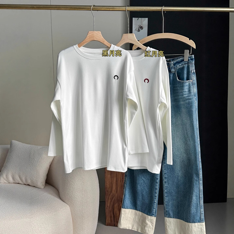 Baoy Autumn and Winter Upgraded Version Double-Sided Brushed Velvet White Bottoming Shirt Women's T-Shirt 101B502