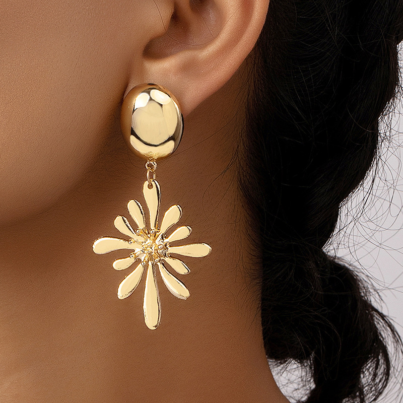Wholesale Jewelry Elegant Flower Metal Plating Drop Earrings display picture 3