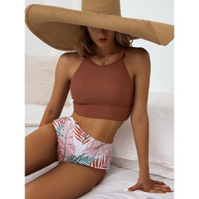 H 92043 Print high waist 2 piece bikini ӡ����������Ůʿ�Ȼ�