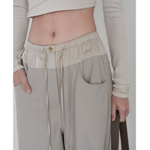 设计感拼色休闲裤女2024春秋新款宽松显瘦阔腿显瘦直筒长裤子