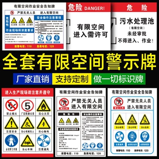 安全警示牌未经许可严禁入内作业风险告知受限有限空间标识牌