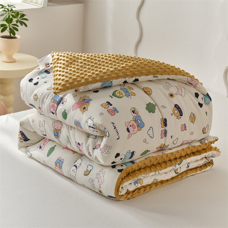 Autumn/Winter Ins Cotton-Linen Double Layer Quilted Duvet with Thickened Cover A-Grade Soybean Duvet Insulating Winter Quilt Soybean Fiber Core Duvet