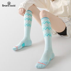 sportshouse運動之家女高筒肌能壓縮襪跑步跳繩跳操薄款運動襪子