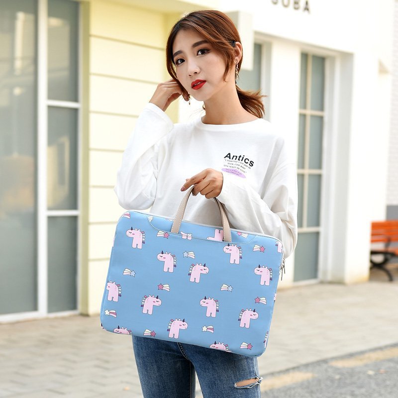 Portable Laptop Bag, Cute Cartoon Printed Handbag, Fashionable Ultra-Thin Portable Liner Computer Bag