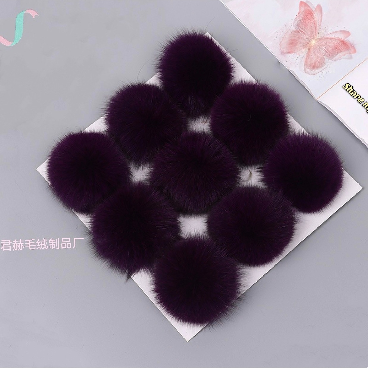 En stock 8-9cm de piel de zorro real Bola de piel accesorios de Ropa Accesorios de bricolaje bola de peluche colgante de la joyería