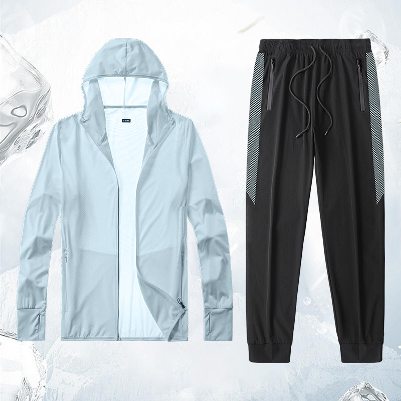 Set de protección solar para hombres de verano delgado hielo rápido secado deportivo abrigo de pesca transpirable al aire libre abrigo de verano image 7