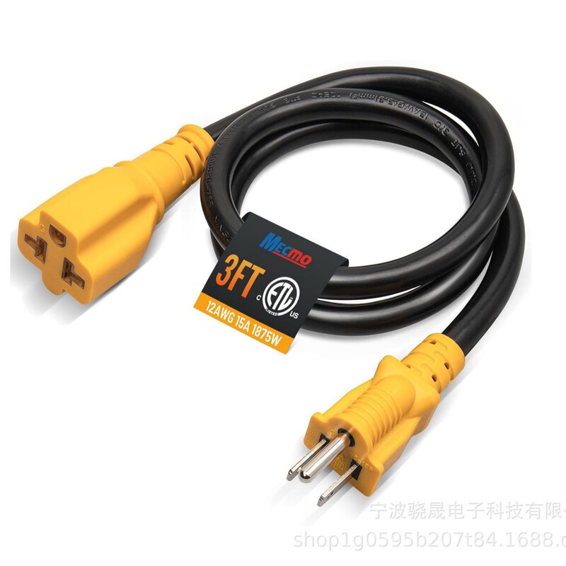 3-Foot 15-Ampere Household to 20-Ampere Ac Power Adapter Cable 12Awg Extension Cord