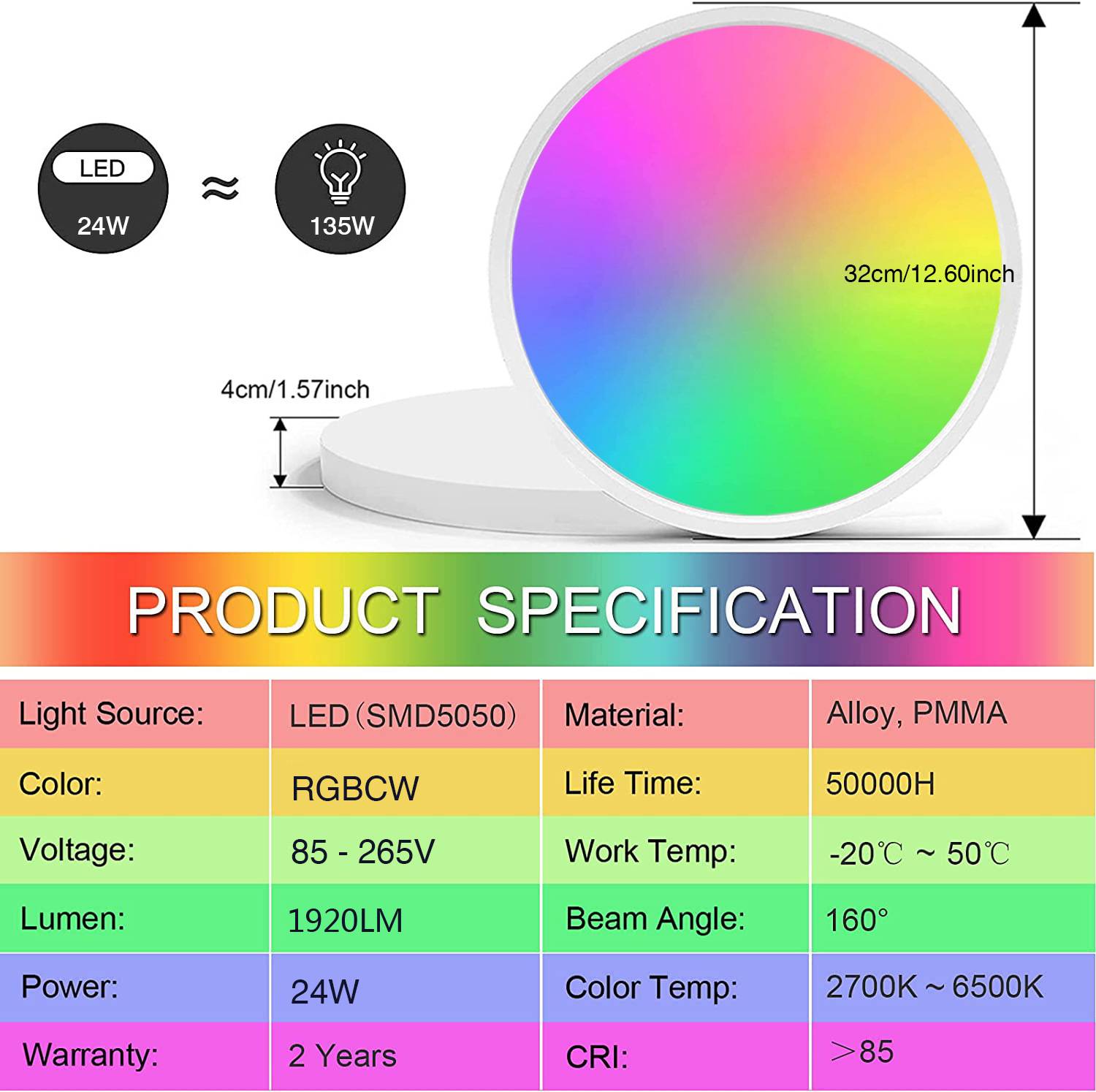 Homekit吸顶灯 苹果手机SIRI语音控制WiFi智能天花板灯扫码连接