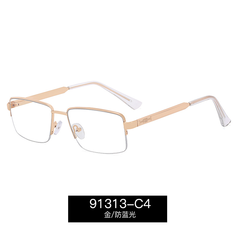 91313 nueva moda gafas de luz marco de metal medio marco gafas marco anti-azul gafas de luz con gafas de miopía para hombres