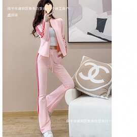 休闲运动套装时尚新款卫衣洋气跑步运动服两件套图片颜色黑色