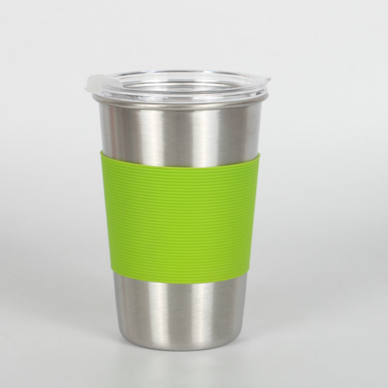 304ステンレスカップシリコンカップ付きプラスチック蓋コーヒーカップ飲料ミルクカップ|undefined