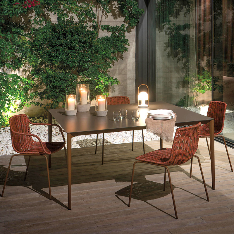 Mesas y sillas de ratán para exteriores, muebles de ratán para jardín, balcón y terraza, juego de mesa larga impermeable y resistente al sol. image 5