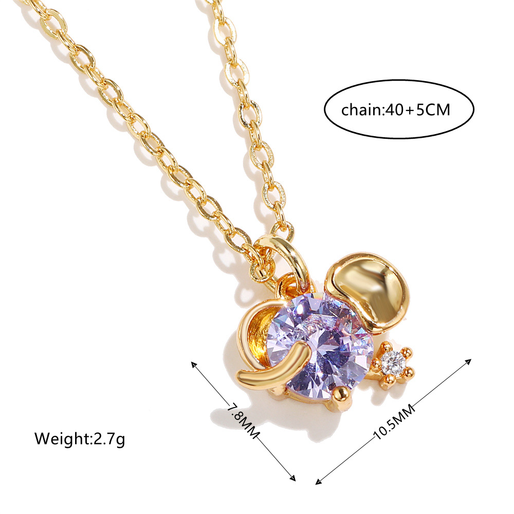 cute animal head necklace copper plated 18K real gold pendant jewelry wholesale